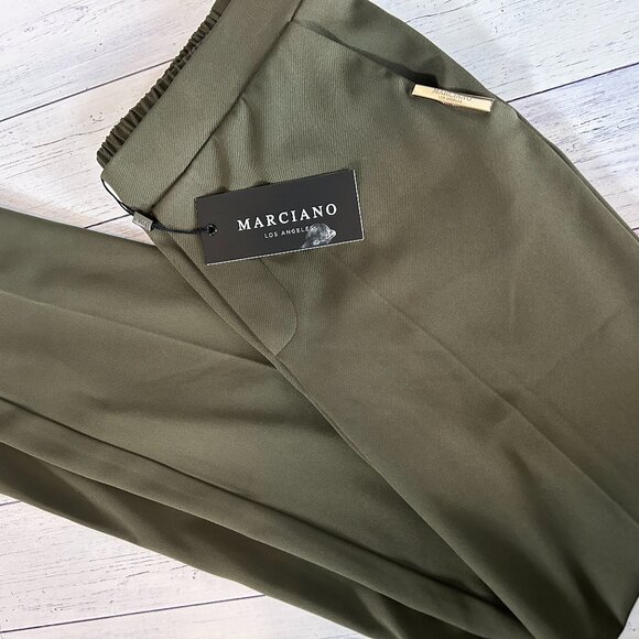 nwt marciano gold logo crop easy fit pants in olive stretch back 40 - Picture 1 of 2